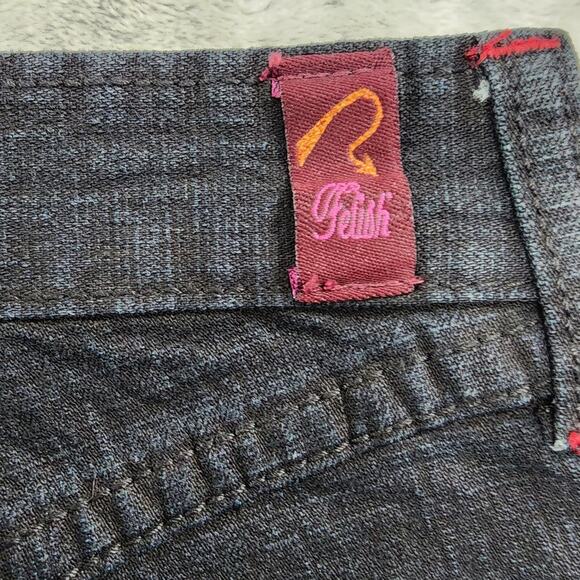 Vintage Fetish Jeans Women 13/14 Blue Dark Wash Low Rise Flare Leg Stretch Denim - Picture 6 of 14